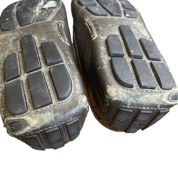 Gucci Silver Embossed Logo Driving Moccasin Size 7 - Picture 8 of 10